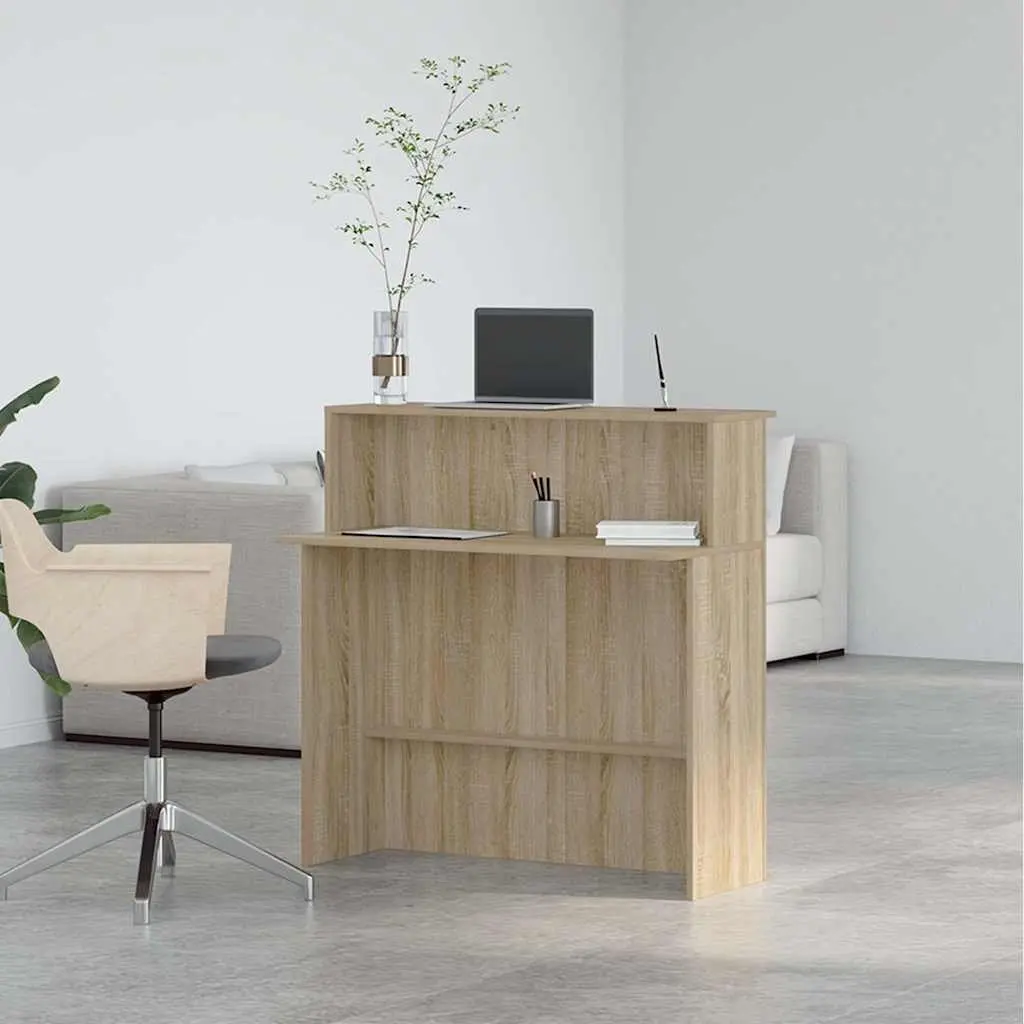 Sonoma Oak Brown Engineered Wood Reception Desk