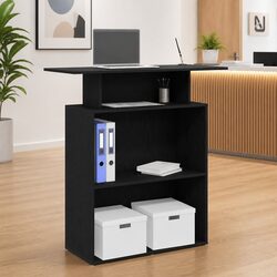 Reception Desk Black 100x40x104 cm Counter Checkout Office Engineered Wood
