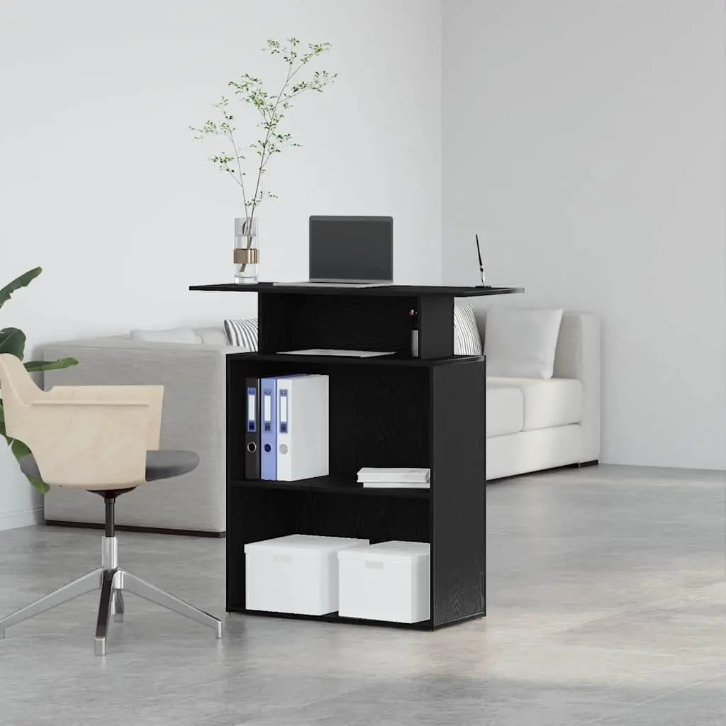 Black Reception Desk 100x40x104 cm for Offices