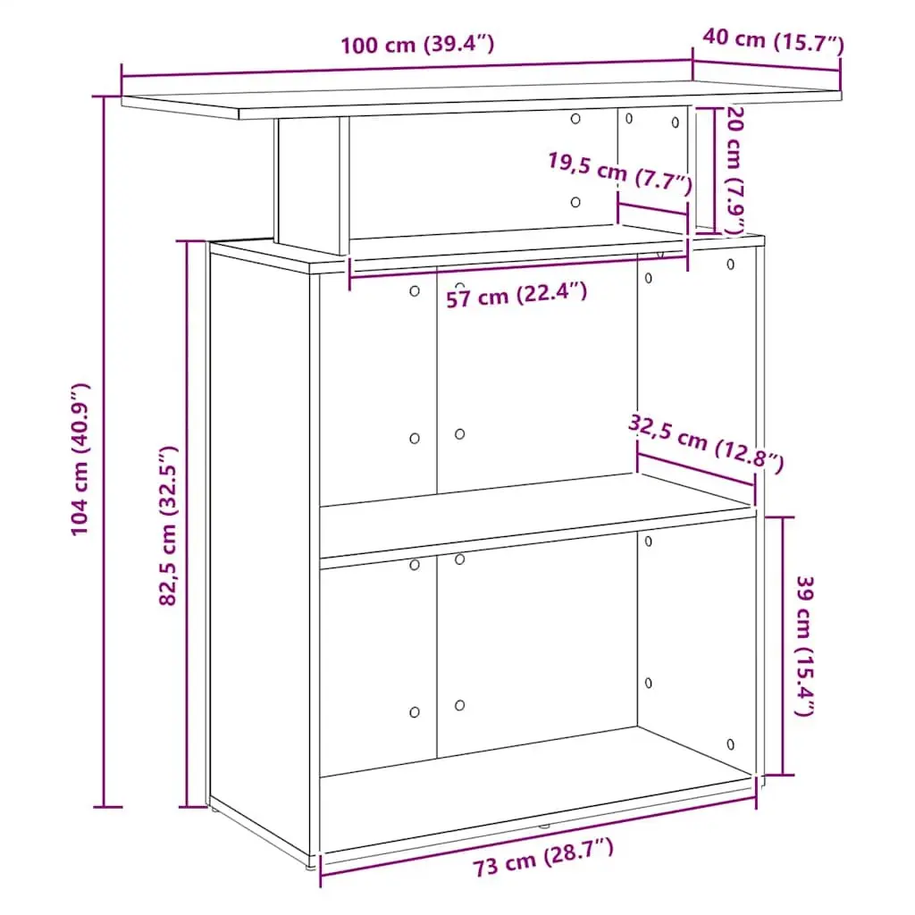 Black Reception Desk 100x40x104 cm for Offices