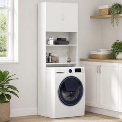 Premium White Washing Machine Cabinet for Bathroom Storage
