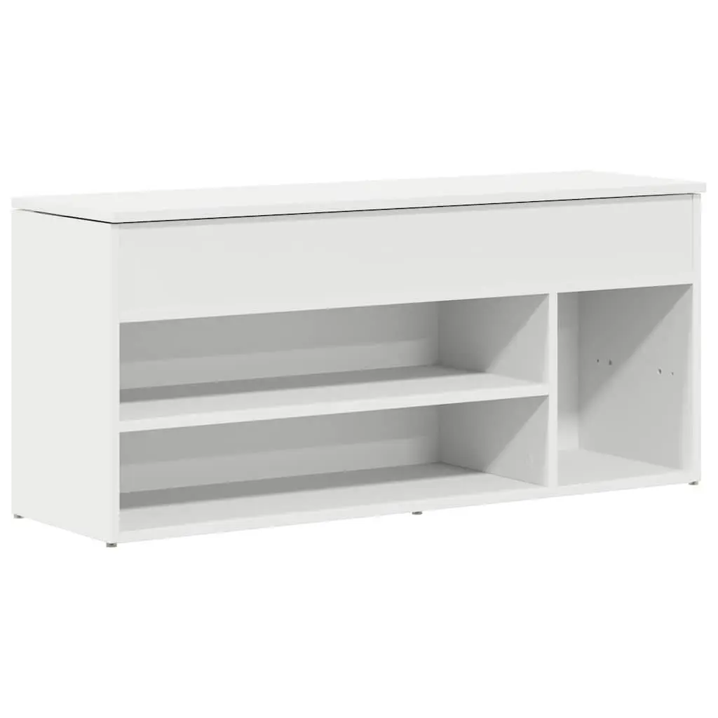 White Shoe Bench with Storage for Entryway