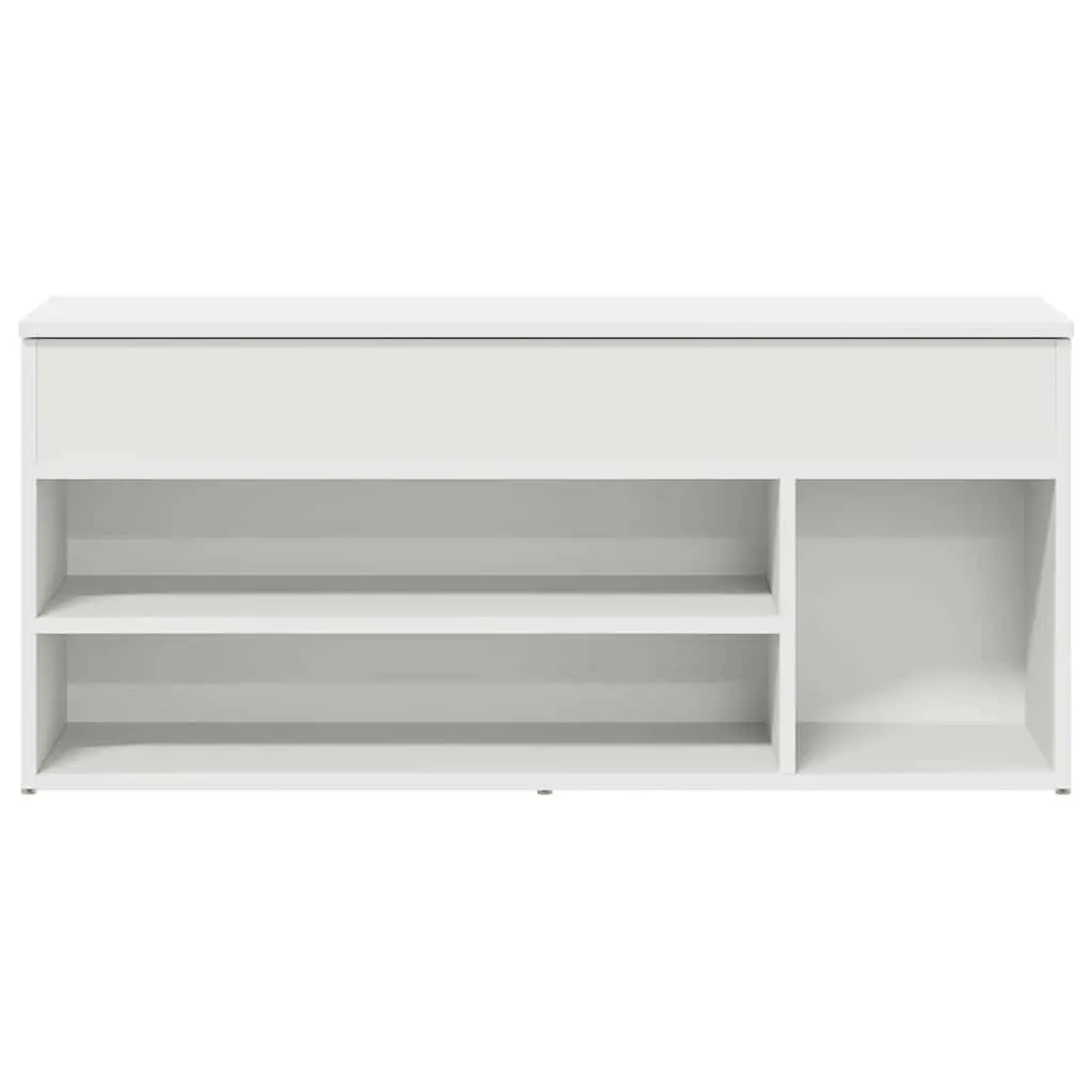 White Shoe Bench with Storage for Entryway