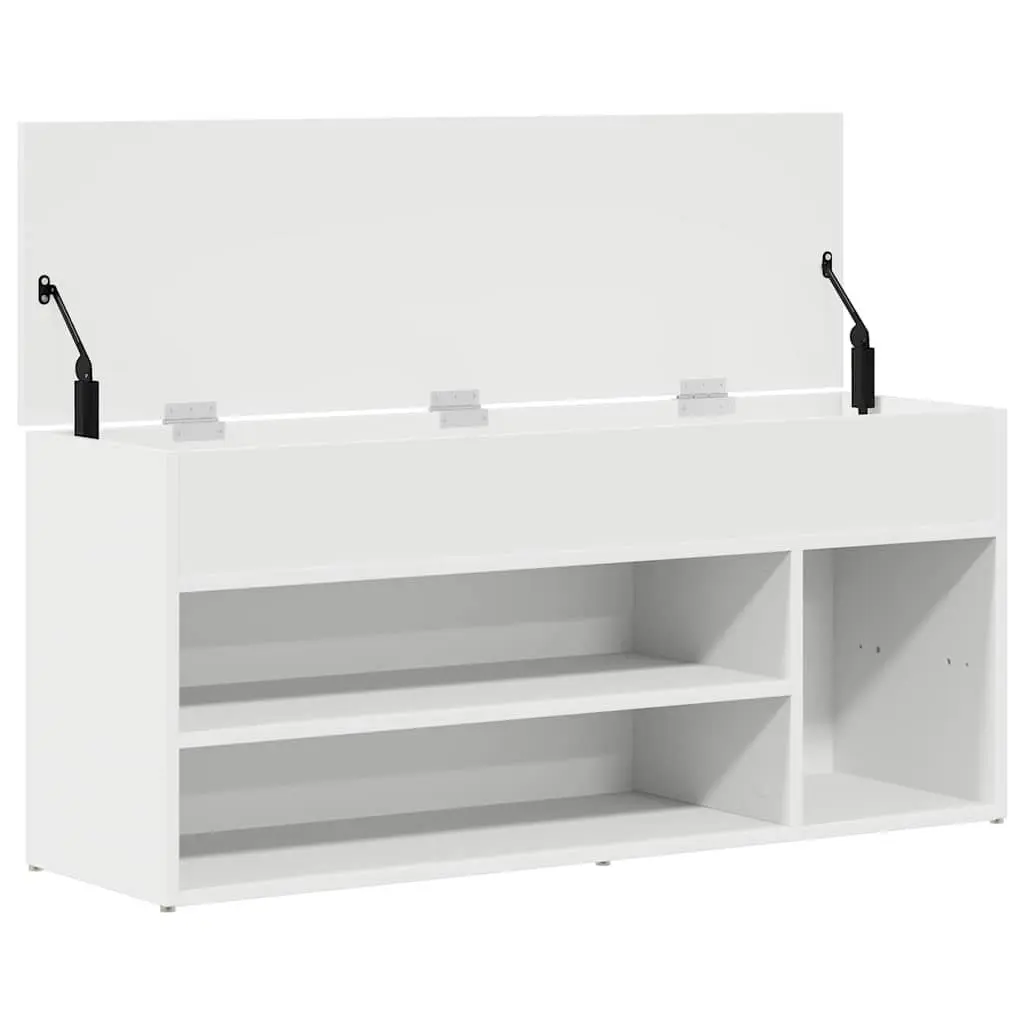 White Shoe Bench with Storage for Entryway