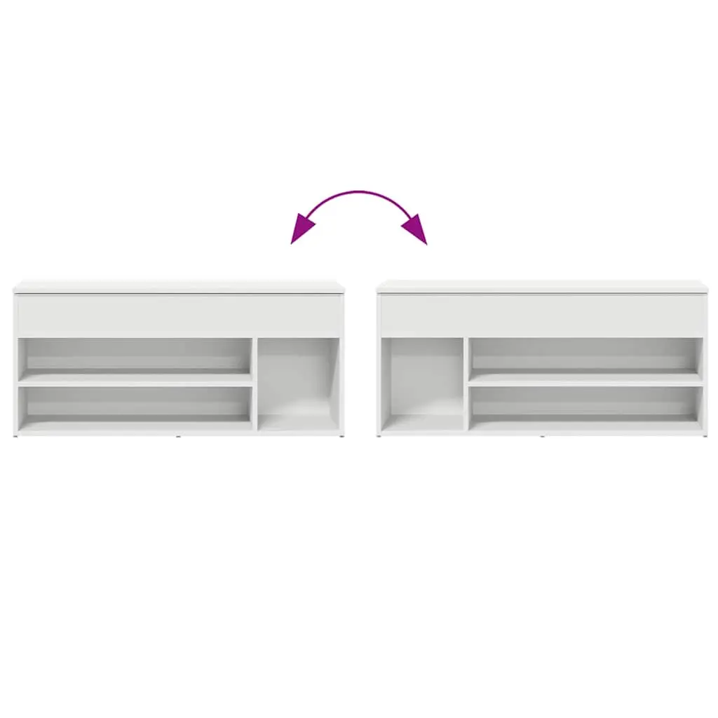 White Shoe Bench with Storage for Entryway