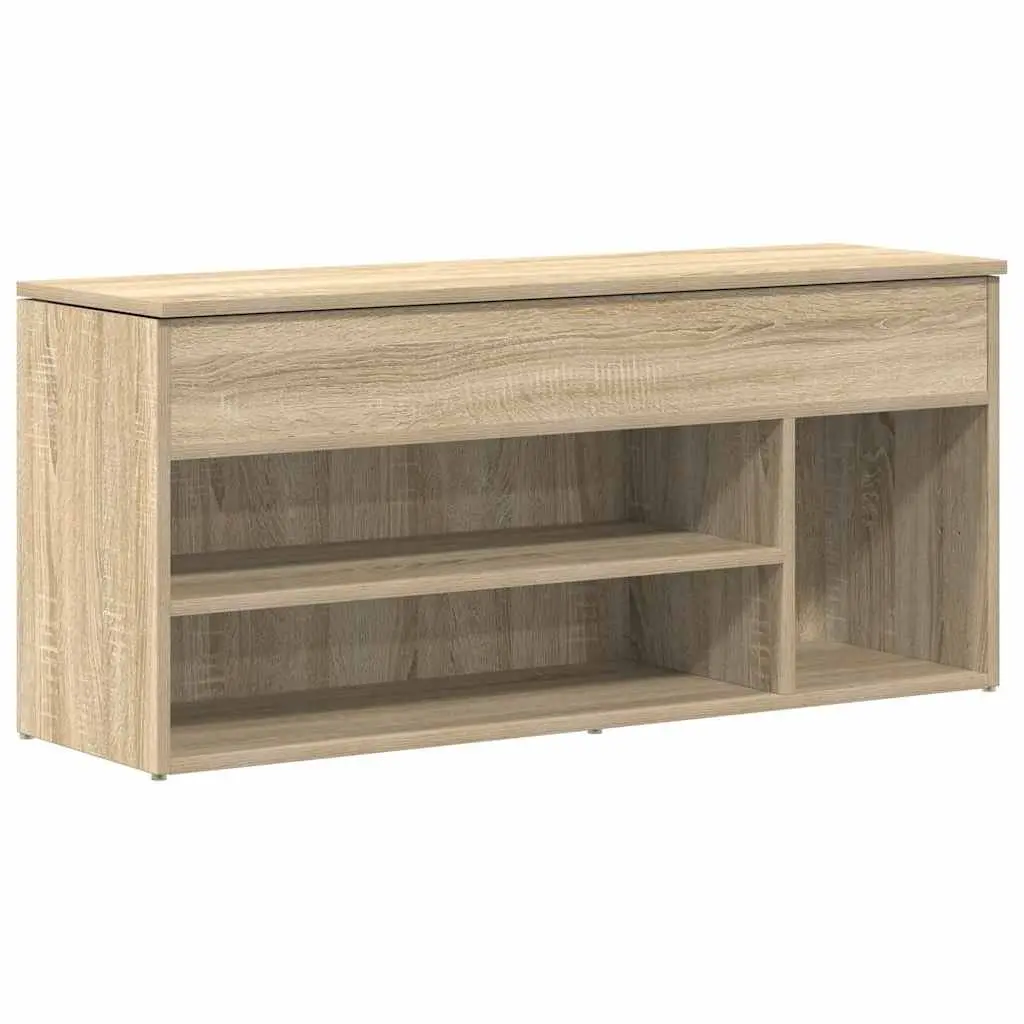 Brown Engineered Wood Shoe Bench with Storage