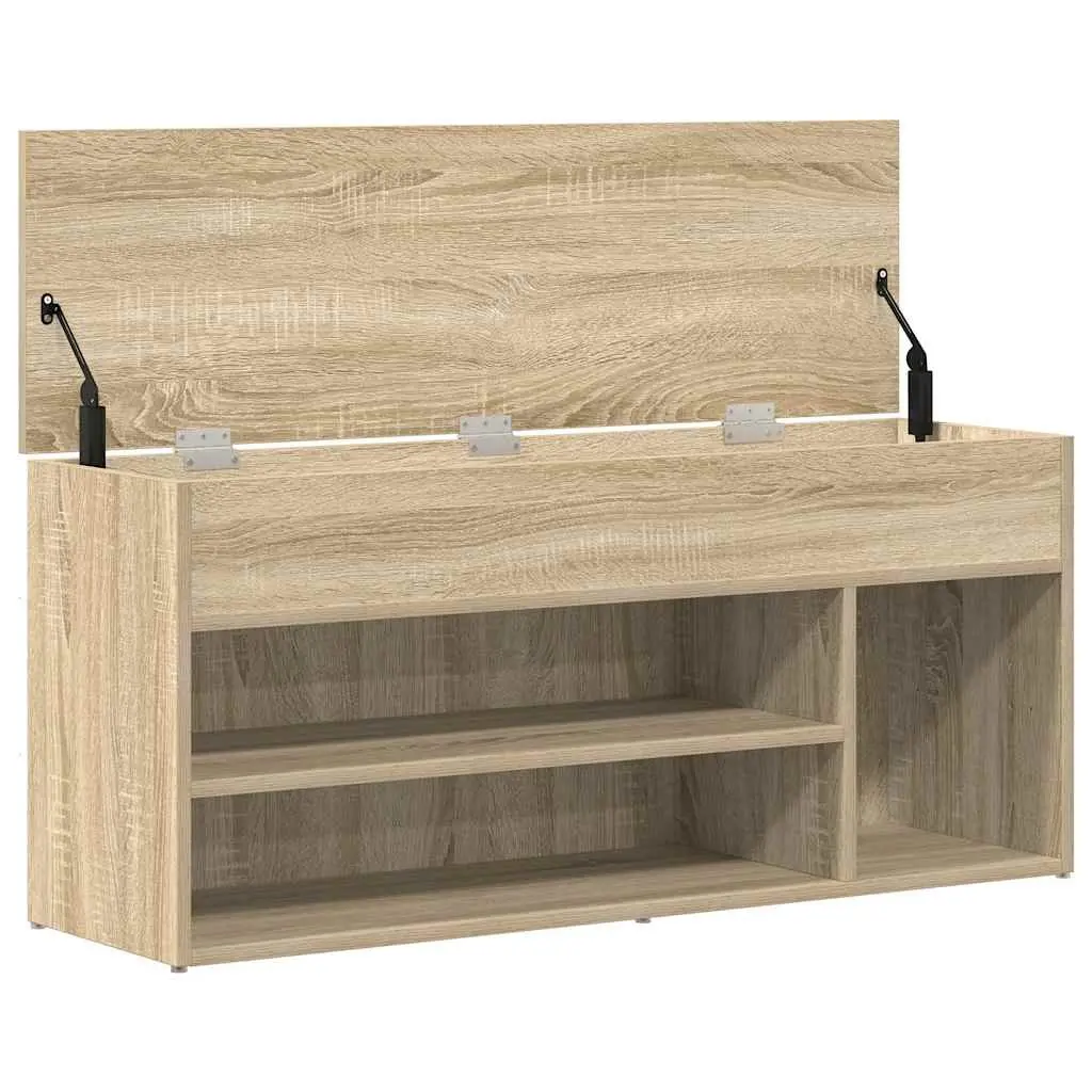 Brown Engineered Wood Shoe Bench with Storage
