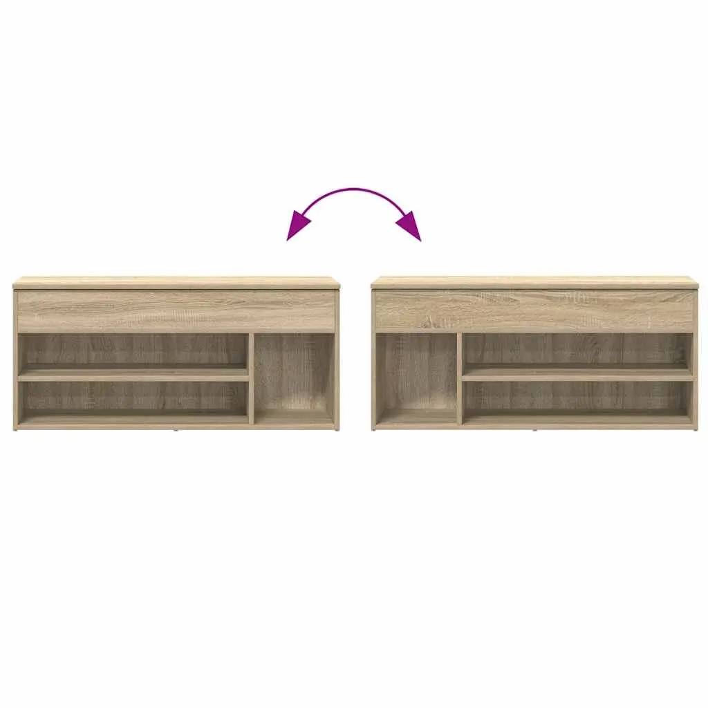 Brown Engineered Wood Shoe Bench with Storage