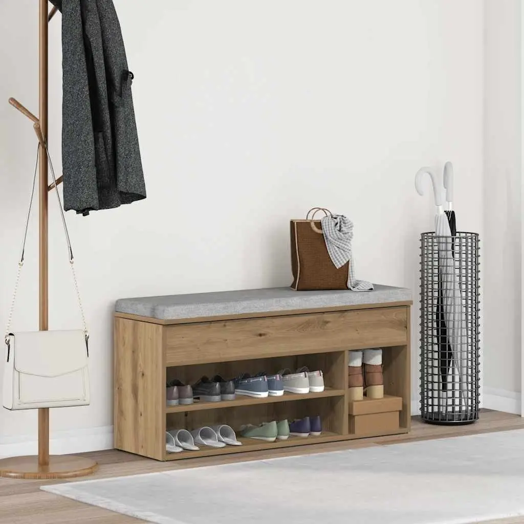 Shoe Bench Engineered Wood 102x30.5x45cm Brown