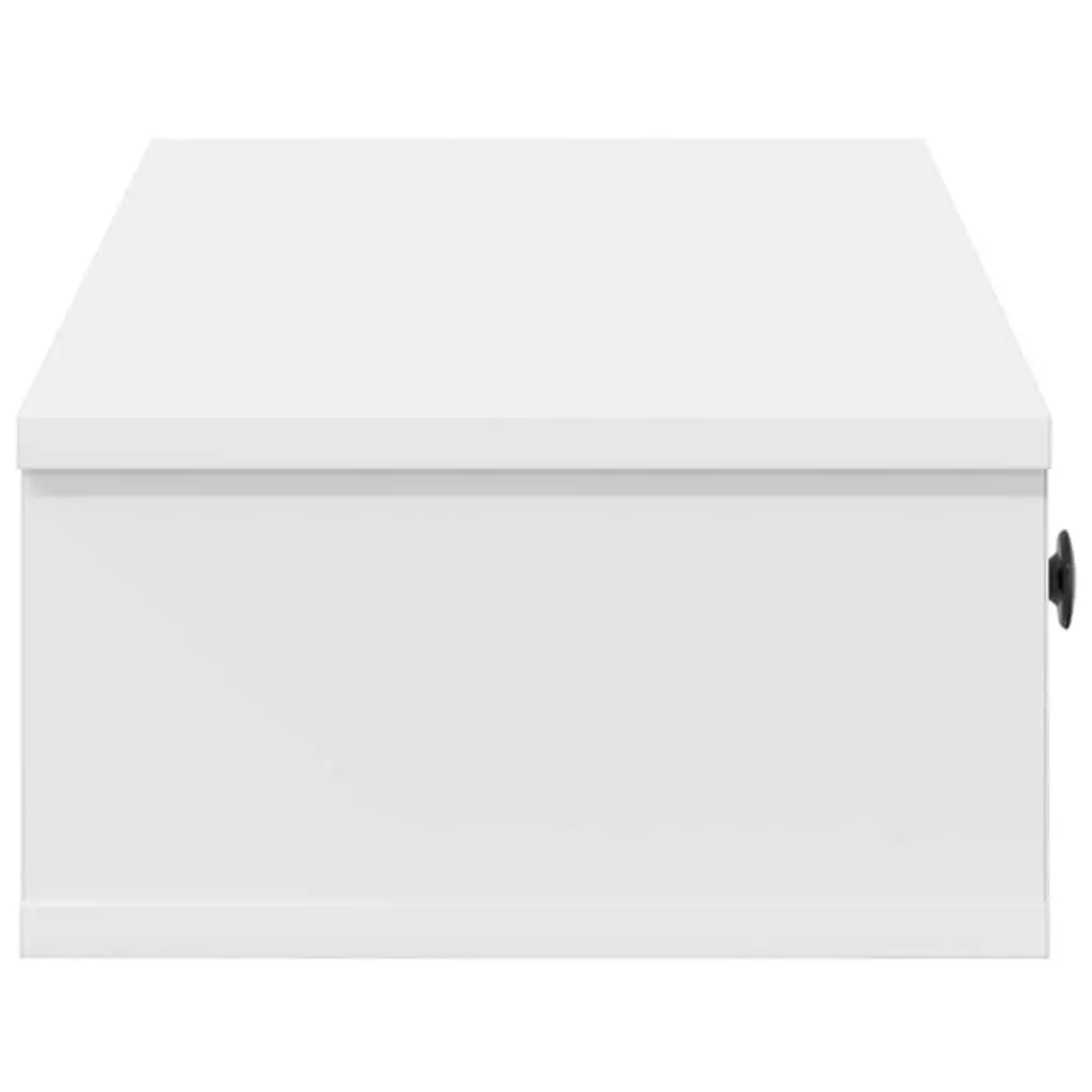 White Floating Wall Shelf with Drawers, Engineered Wood