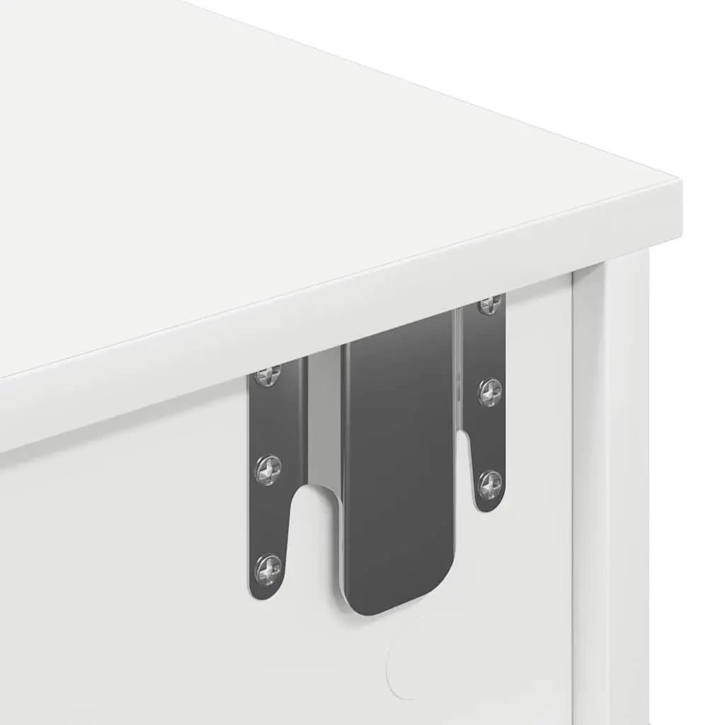 White Floating Wall Shelf with Drawers, Engineered Wood