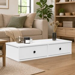 Durable Wall Shelf with Drawers in White 100x37.5x19 cm