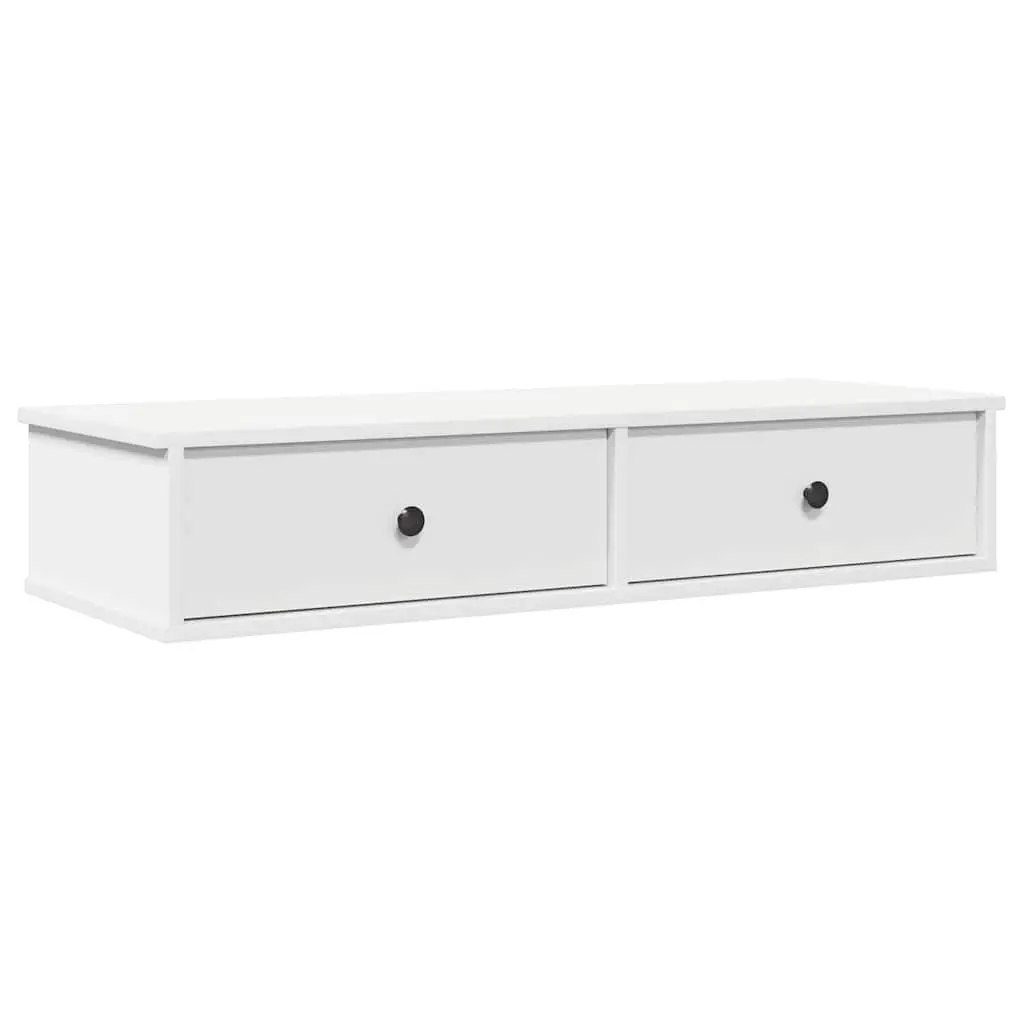 Wall Shelf with Drawers in White 100x37.5x19 cm