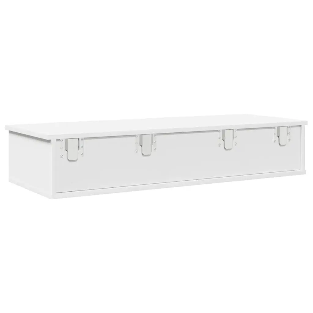 Wall Shelf with Drawers in White 100x37.5x19 cm