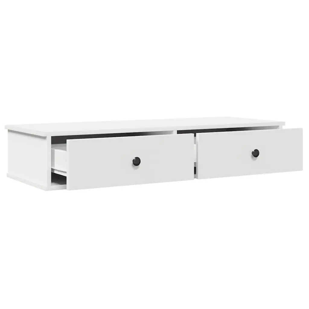 Wall Shelf with Drawers in White 100x37.5x19 cm