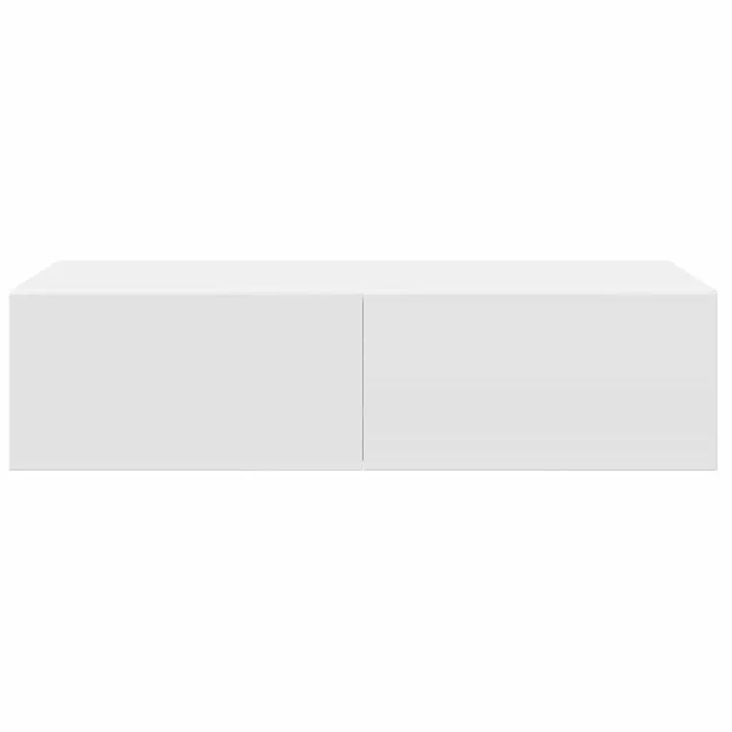 Wall Shelf with Drawers White Floating Storage Cabinet Organiser Bedroom Living