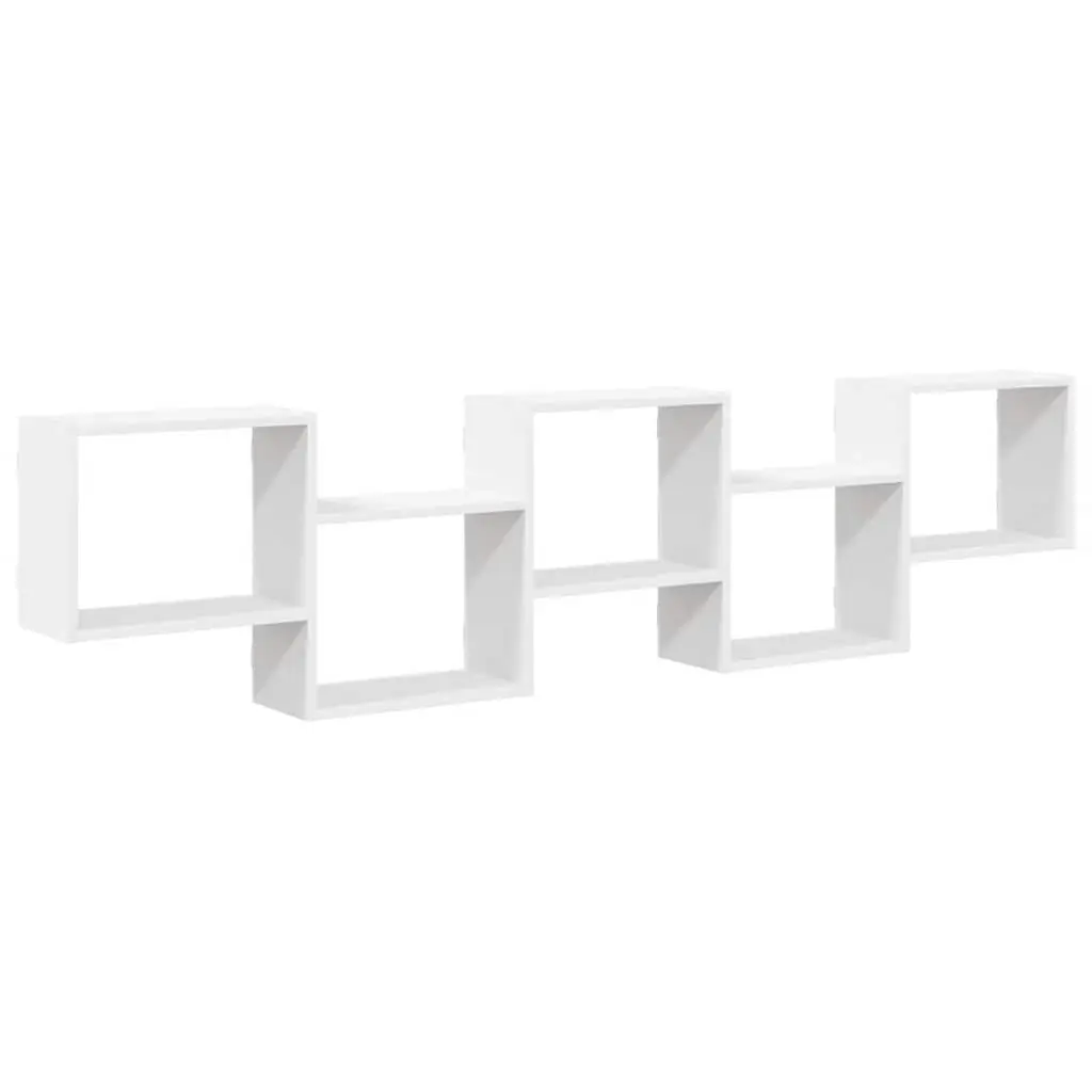 White Floating Wall Cube Shelf with 5 Compartments
