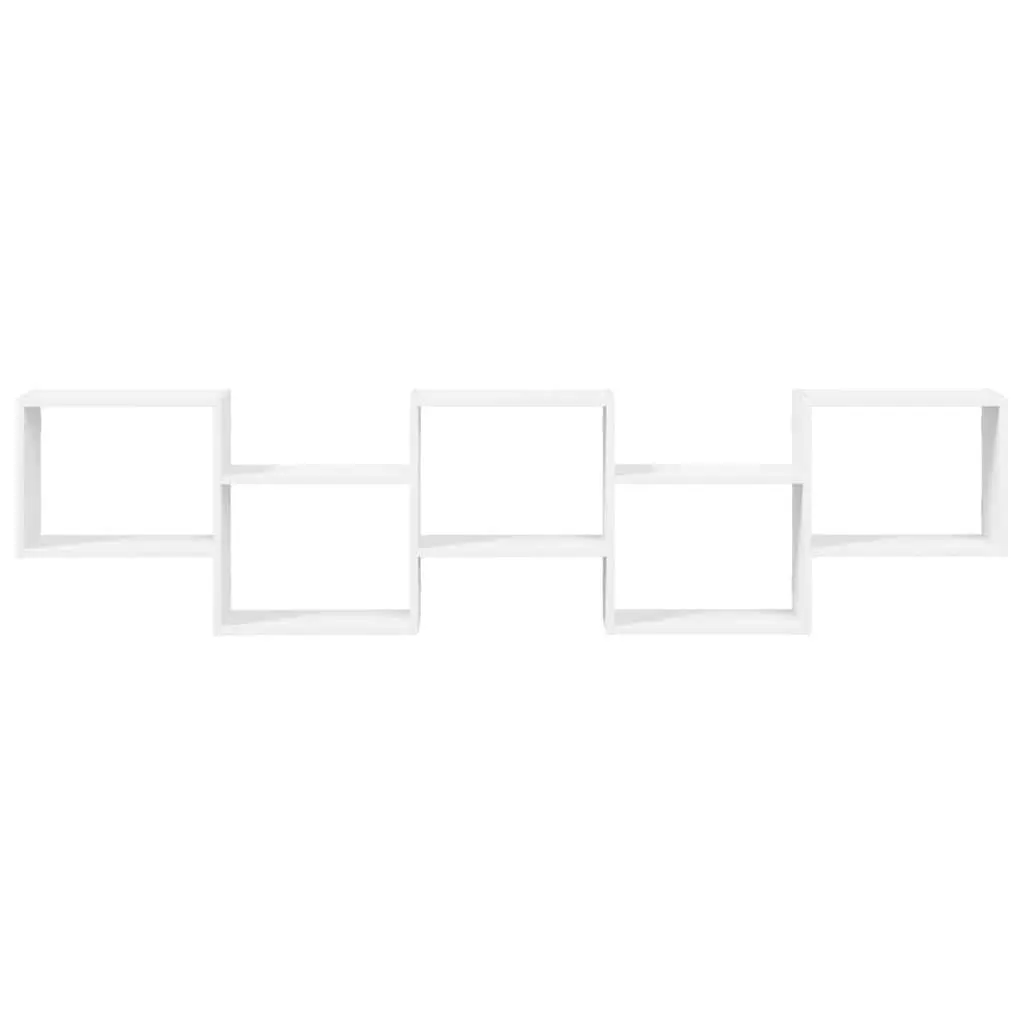 White Floating Wall Cube Shelf with 5 Compartments