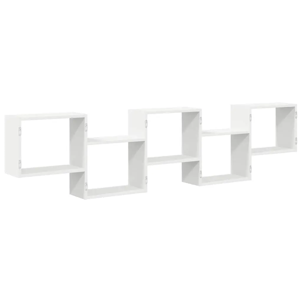 White Floating Wall Cube Shelf with 5 Compartments