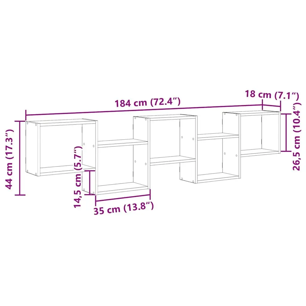 White Floating Wall Cube Shelf with 5 Compartments