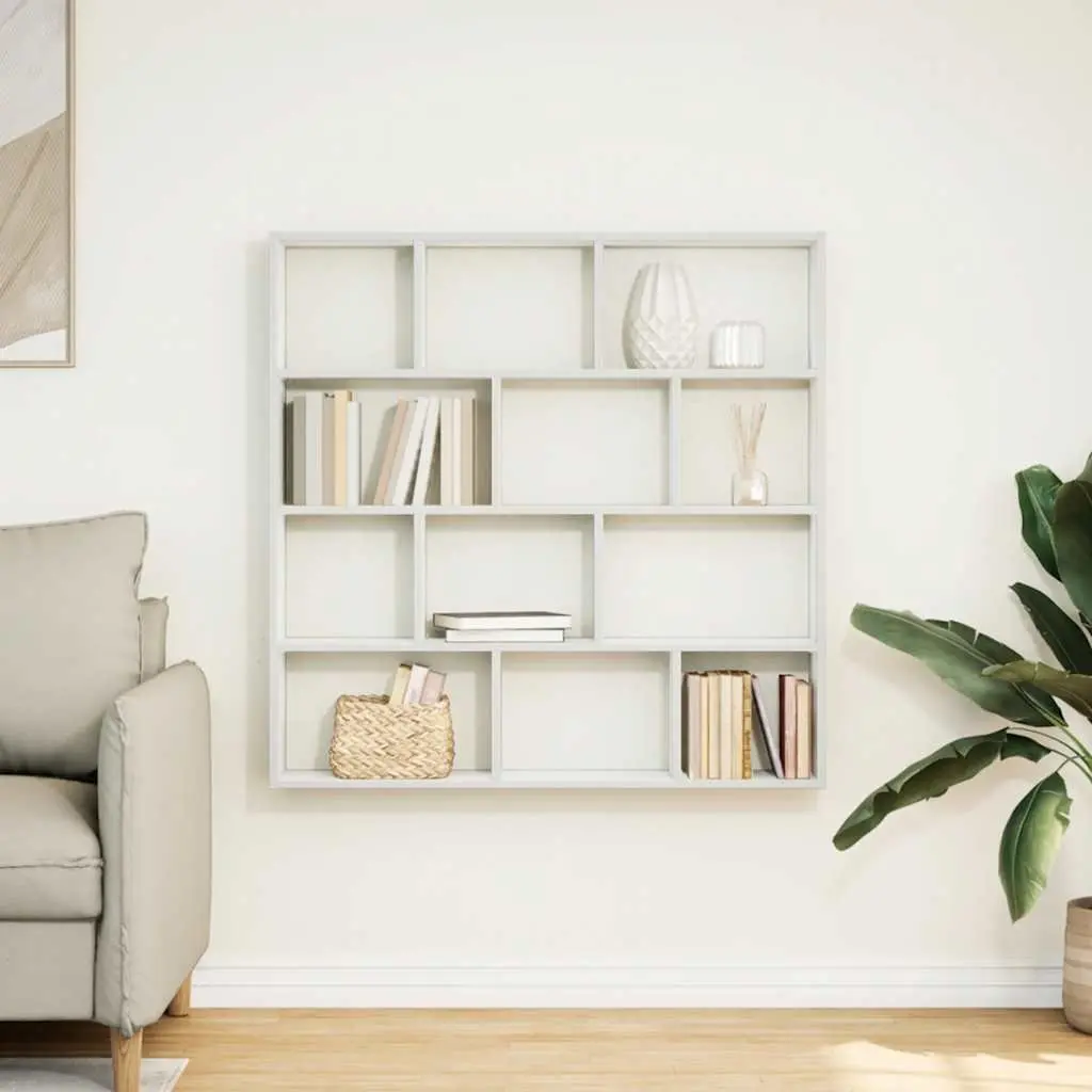 White Floating Cube Shelf with 12 Compartments