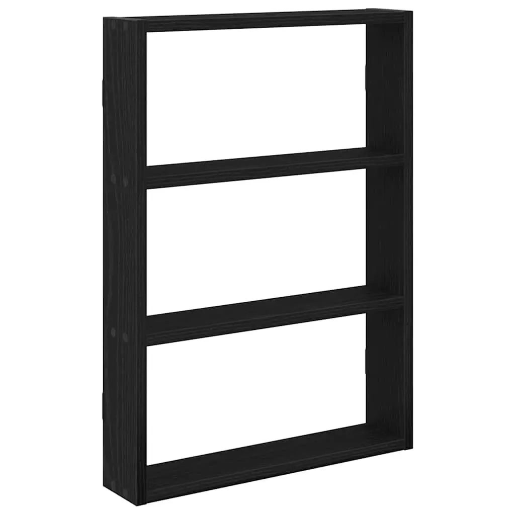 Wall Shelf Black Floating Storage Organiser Engineered Wood 43x9x60 cm Home