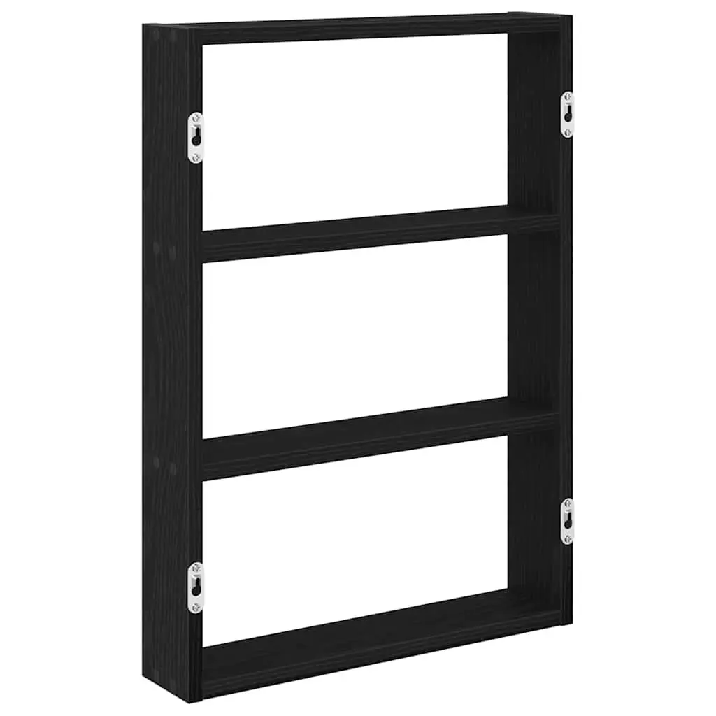 Wall Shelf Black Floating Storage Organiser Engineered Wood 43x9x60 cm Home