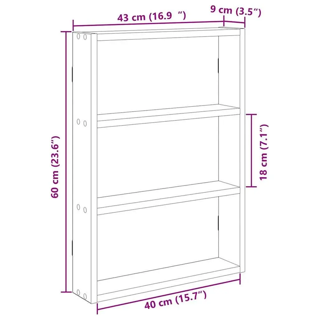 Wall Shelf Black Floating Storage Organiser Engineered Wood 43x9x60 cm Home