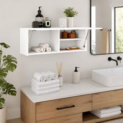 Engineered Wood Bathroom Wall Cabinet in White 80x25x30cm