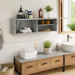 Grey Bathroom Wall Cabinet 100x25x30 cm Engineered Wood