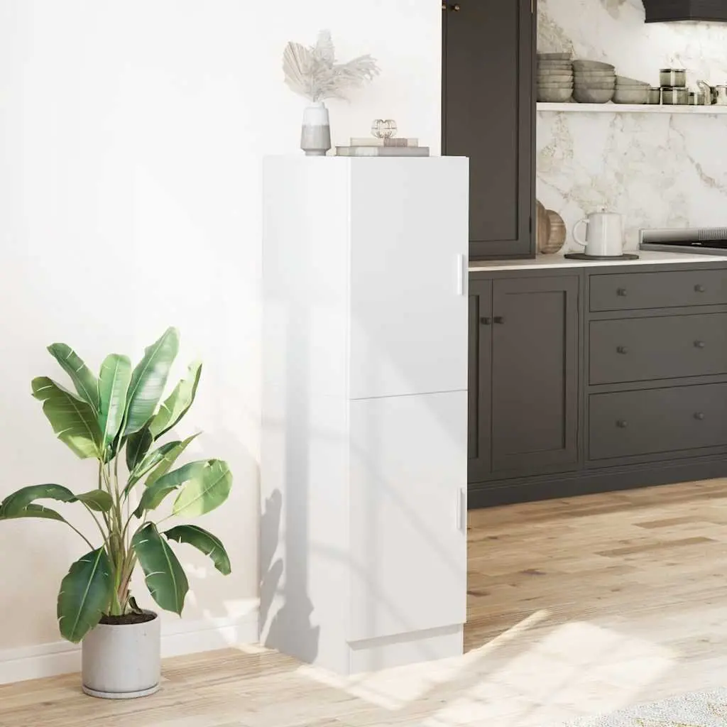 White Engineered Wood Kitchen Cabinet with Doors