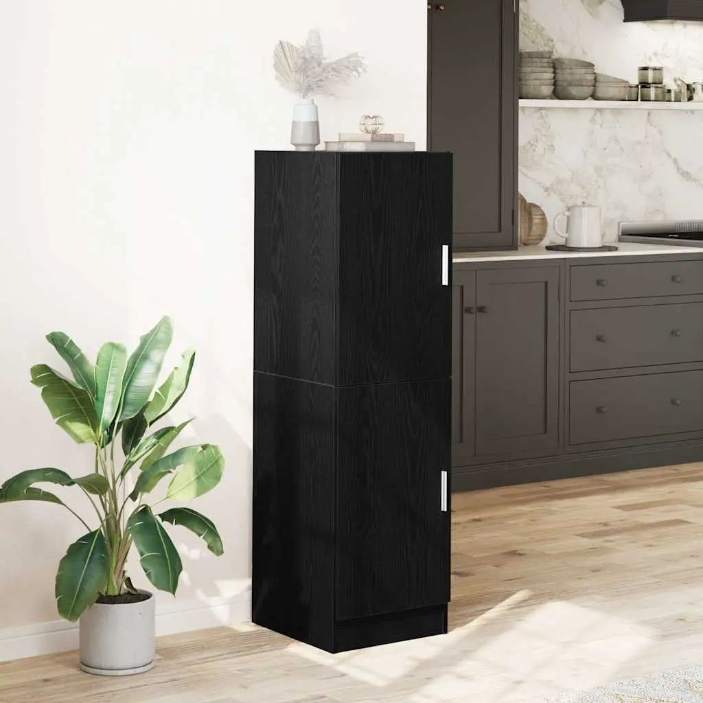 Black Kitchen Cabinet with Doors and Shelves