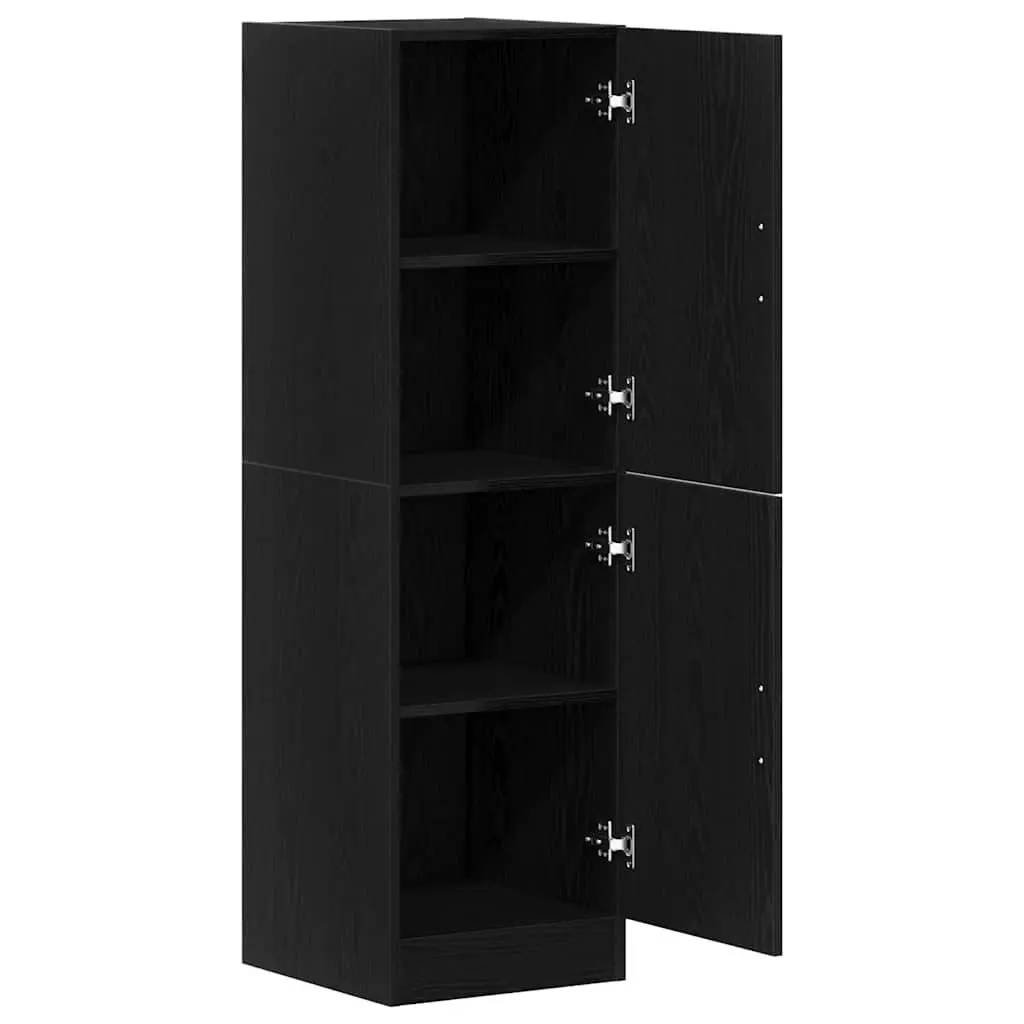 Black Kitchen Cabinet with Doors and Shelves