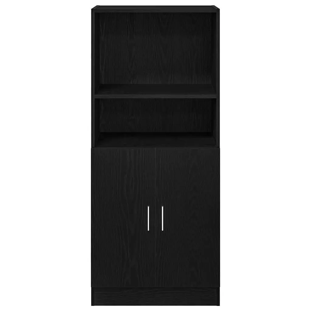 Kitchen Cabinet Engineered Wood 57 x 41.5 x 131.5 cm Black Storage Organizer with Doors