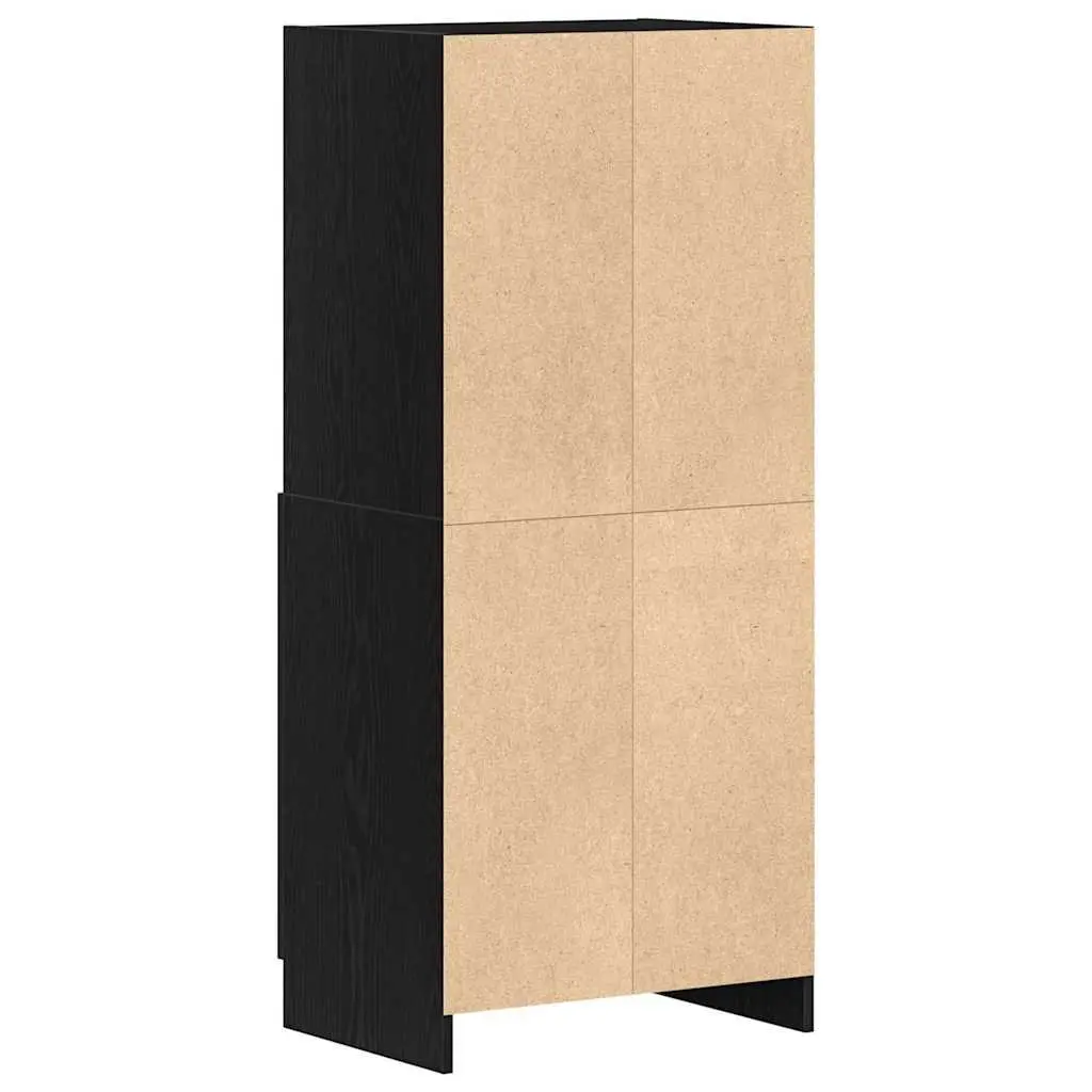 Kitchen Cabinet Engineered Wood 57 x 41.5 x 131.5 cm Black Storage Organizer with Doors