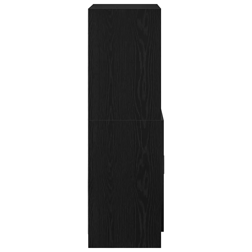Kitchen Cabinet Engineered Wood 57 x 41.5 x 131.5 cm Black Storage Organizer with Doors