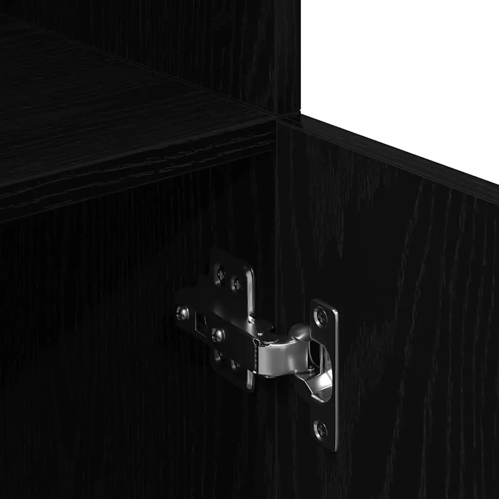 Kitchen Cabinet Engineered Wood 57 x 41.5 x 131.5 cm Black Storage Organizer with Doors
