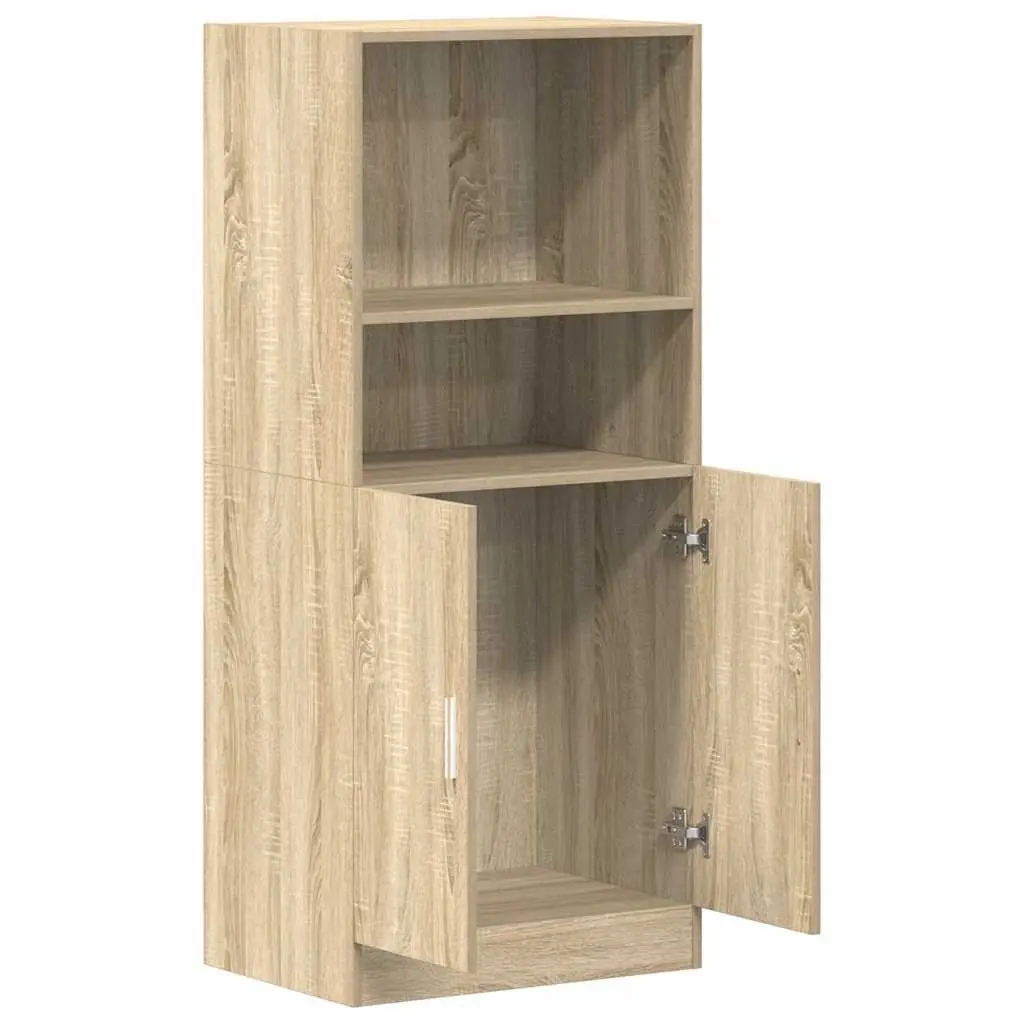 Brown Kitchen Cabinet Storage Organizer Engineered Wood 57x41.5x131.5cm with Open Shelves and Bottom Cupboard