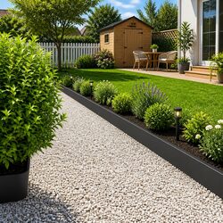 Premium Black Steel Lawn Edging - 10 pcs 20x103 cm