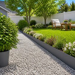 Durable Lawn Edging Set of 20 Pieces in Anthracite Steel