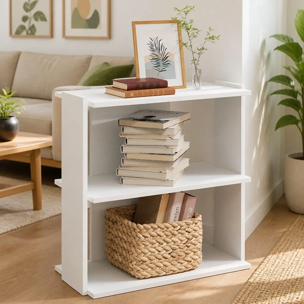 White 3-Tier Bookcase for Display & Storage