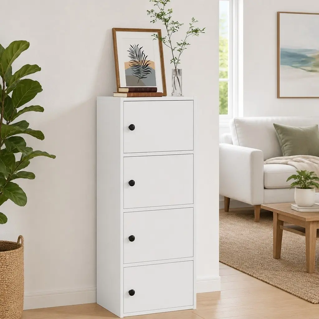 White Bookcase with Durable Structure 40x24x102cm