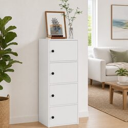 Bookcase White 40x24x102cm Storage Cabinet With Doors Shelving Unit