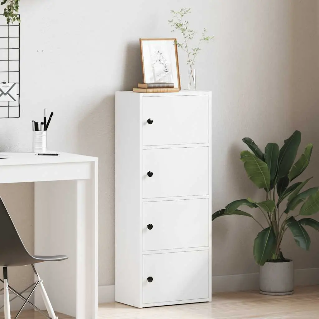 White Bookcase with Durable Structure 40x24x102cm