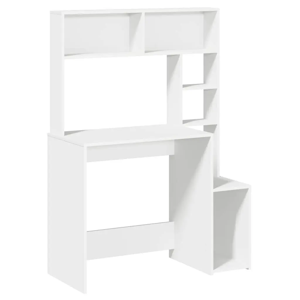 White Desk with Shelves for Home Office