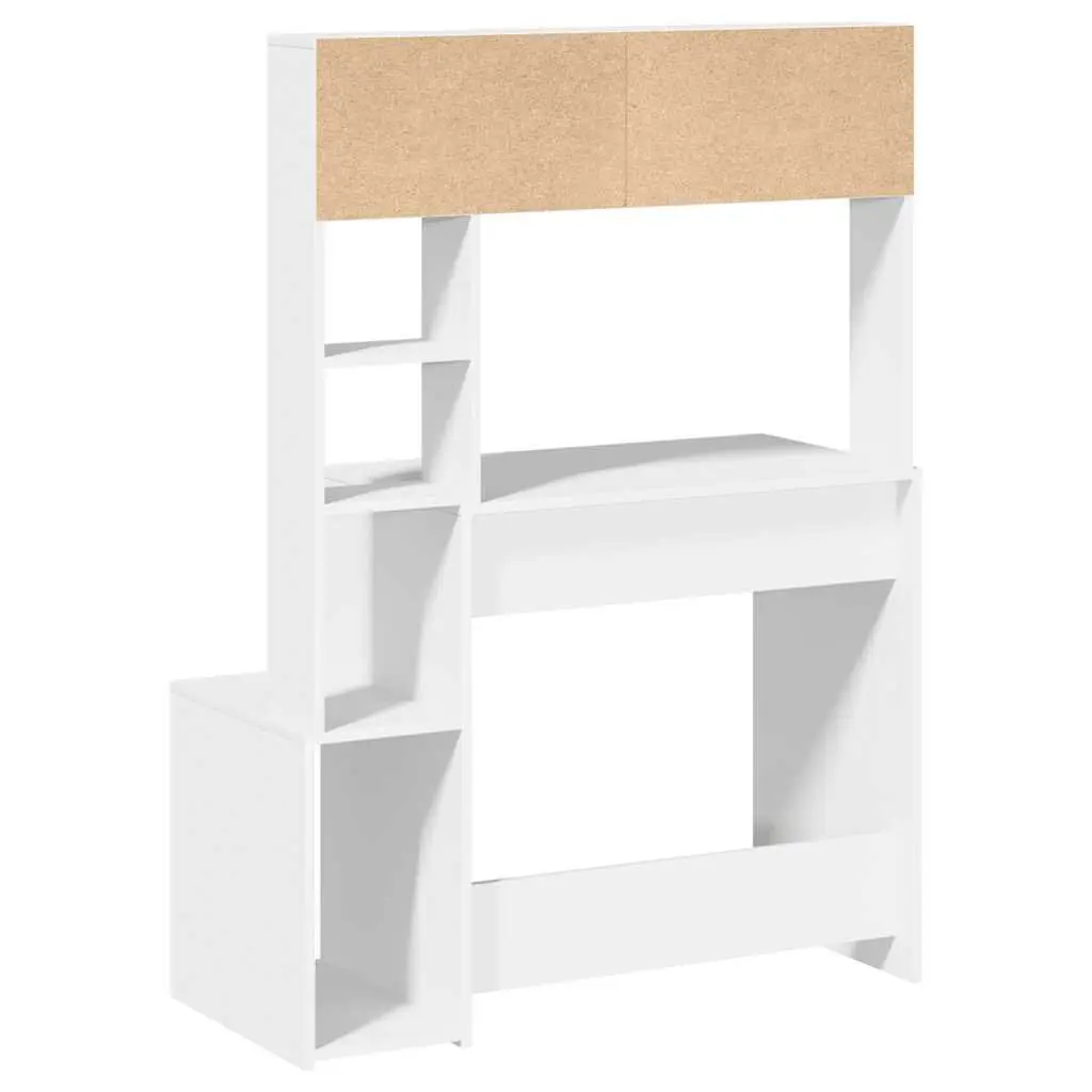 White Desk with Shelves for Home Office