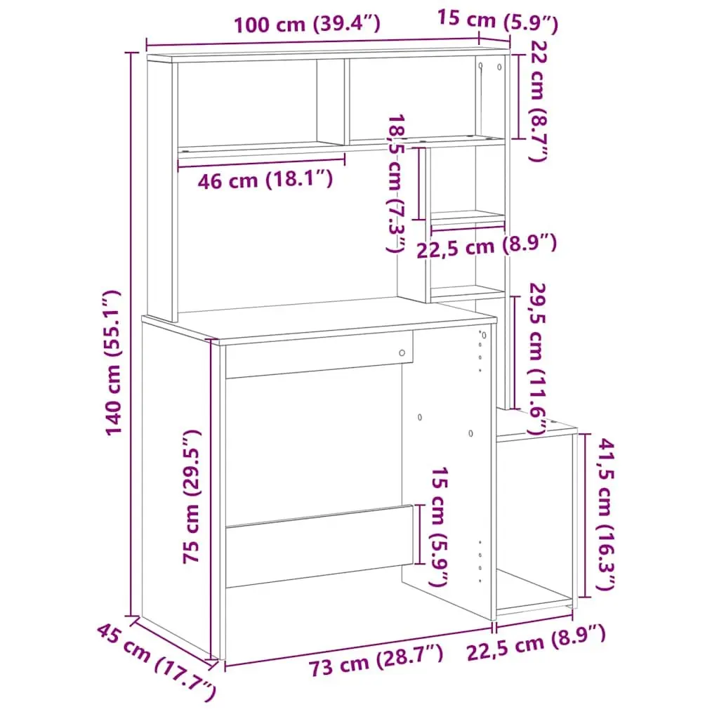 White Desk with Shelves for Home Office