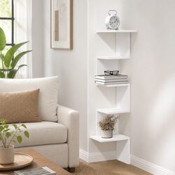 32x32x127.5 cm White Wall Corner Shelf for Storage