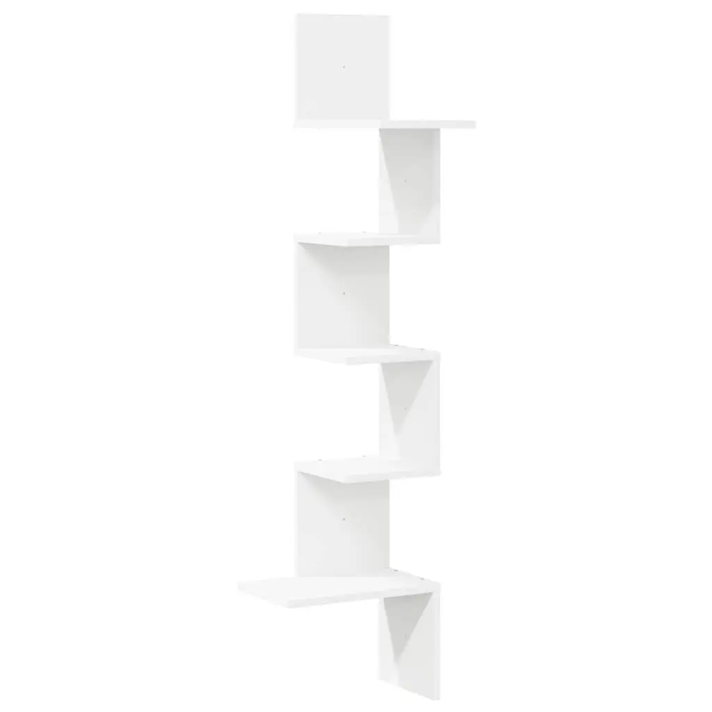 32x32x127.5 cm White Wall Corner Shelf for Storage