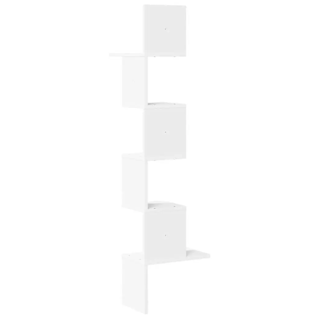 32x32x127.5 cm White Wall Corner Shelf for Storage